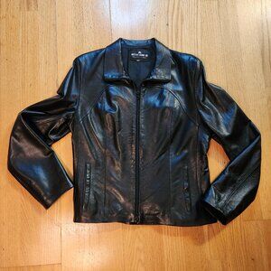 Mitici Anni 60 Florence Women's Black Moto Jacket Leather Zip Lined Sleek & Edgy